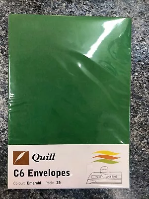Quill C6 Envelopes Emerald Green 25 Pack • $8.25