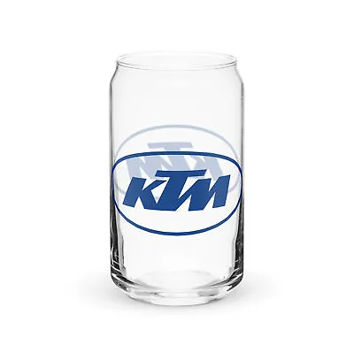 K T M Blue Oval-outline Logo Moto Drinking Glass Vintage MX Motocross NEW • $20
