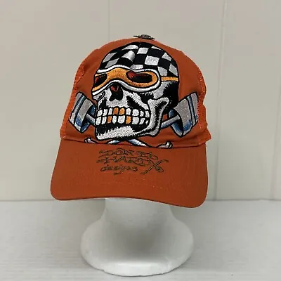 Don Ed Hardy Designs By Christian Audigier Trucker Orange Hat Skull Racer Love • $29.88