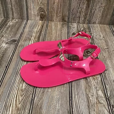 Michael Kors Plate Jelly Womens Size 10 Pink Beach Walking Outdoor Thong Sandals • $39