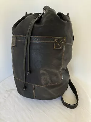 RUGBY North America Vintage Dark Brown Leather Drawstring Backpack Canada • $170.10