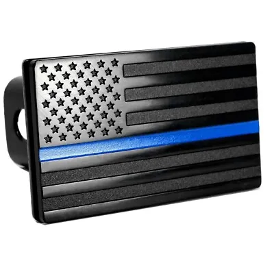 Fit GMC Tow Hitch Cover Trailer Receiver Black Blue American Flag Emblem Plug • $21.99