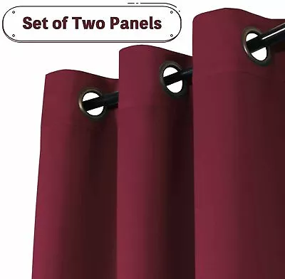 New Curtains 2Panels Sun Block Window Dressings Draperies Living Room Burgundy • $68.99