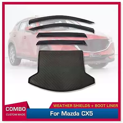 AUSGO Injection Weather Shields + 3D TPE Cargo Mat For Mazda CX-5 CX5 KF 2017+ • $134.31