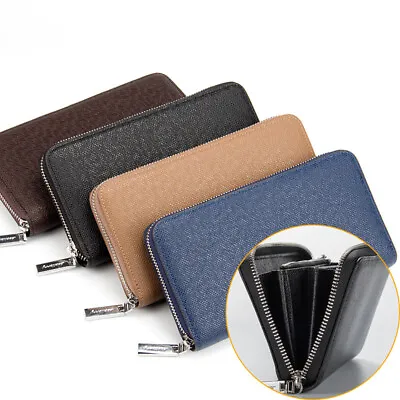 Mens Long Clutch Leather Zipper Wallet Credit Card Holder Phone Purse Handbag US • $11.99