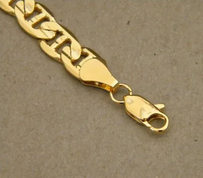 Men's Lady's 8in Inch Long Mariner Link Yellow Gold Plated Bracelet 10mm Wide • $13.50