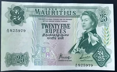 Mauritius 1967 PAIR Of  Rs 25 Banknote P 32. With Consecutif SN. Very Scarce. • $99