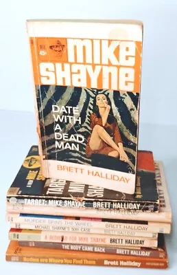 Brett Halliday Vintage Pulp Paperback Lot Of 8 Books Mike Shayne Detective  ^ • $18