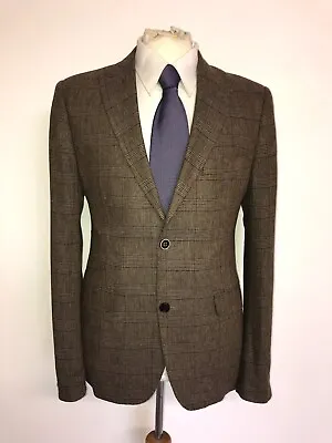 HOLLAND ESQ Liberty Fabric - Mens Slim Fit Checked LINEN SUIT - 40 Reg - W34 L29 • £129.99