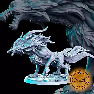 Icewolf | Dire Winter Wolf Miniature For Tabletop Games Like D&D And War Gaming| • $10