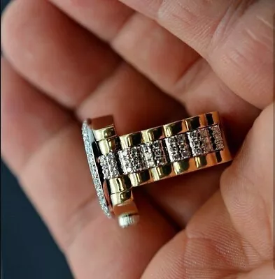 1.90 Ct Round Real Moissanite Men's Wedding Band Ring 14K Yellow Gold Finish • $170