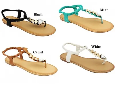 Womens Jeweled Roman Gladiator Open Toes Sandals   6 • $10.48