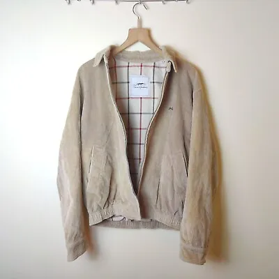 Vintage 90s Thomas Burberry Corduroy Bomber Jacket - Size L - Classic Outerwear • $57