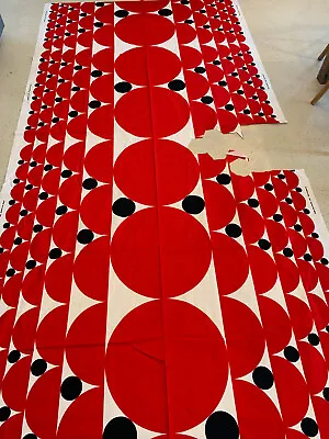 IKEA Fabric : 297 Cm : Red/black/white : 100%cotton : Curtain/upholstery Weight • £12