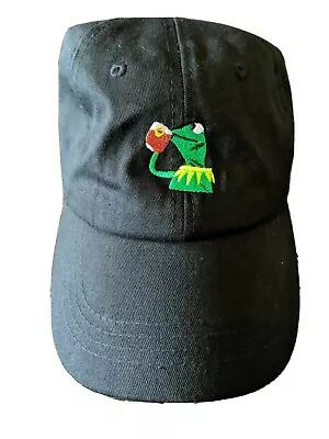 None Of My Business MEME Kermit The Frog Sipping Tea Adjustable Strapback  • $25