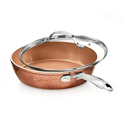 $39.99 • Buy Gotham Steel 12” Hammered Copper Titanium Ultra Nonstick Fry Pan With Lid 