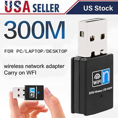 300Mbps Mini Wireless USB WiFi Network Adapter LAN Plug For PC/Laptop/Desktop • $8.99