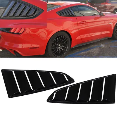 For 2015-2023 Ford Mustang Gloss Black Finish Rear Window Quarter Louver Covers • $27.99