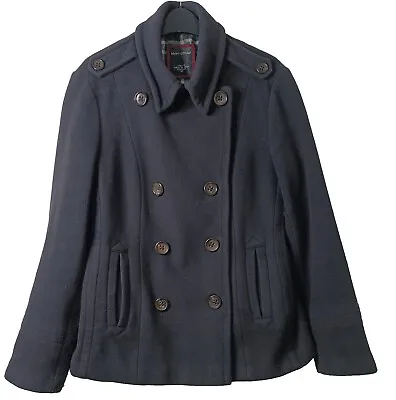 Marco Polo Wool & Cashmere Double Breasted Pea Coat Black Womens Size 14/40 • £18.45