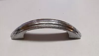 Vintage Mid Century Chrome Ribbed Deco Cabinet Door Drawer Pull Handle • $10.95