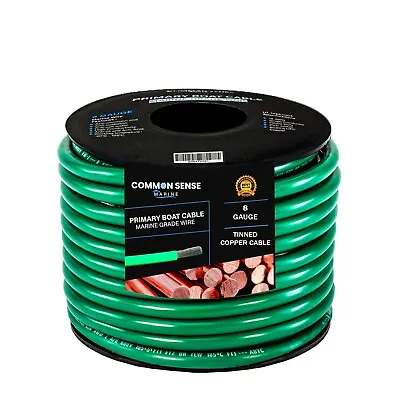 8 AWG Marine Wire Spool Tinned Copper Primary/Battery Boat Cable 50' Green USA • $63.99