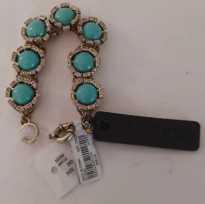 J.Crew Gold Tone And Faux Turquoise And Crystals Bracelet NWTS • $49.95