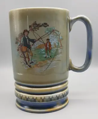 Rare Vintage WADE Irish Porcelain Tankard Mug Fishing Scene & False Bottom • £9.50