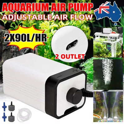$20.95 • Buy Aquarium Air Pump Hydroponic Oxygen Fountain Pond Aerator 2 Outlet Water Bubble