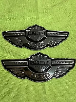 Harley Davidson 100th Anniversary Fuel Gas Tank Badge Emblem-Silver Bar & Shield • $199