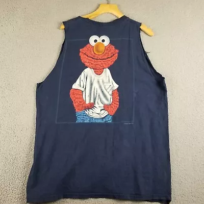 Vintage CHANGES Elmo Sesame Street Big Face Tank Shirt 90s L Grunge Trashed • $34.88