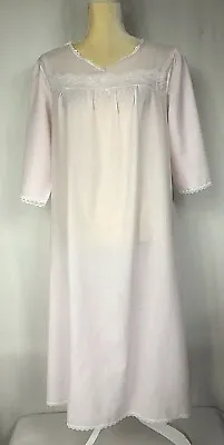 Adonna Women Nightgown Medium Chemise Cotton Pajama Pink Embroidered Vintage • $18.99