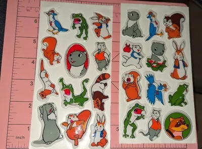 Vintage Puffy Stickers Animals Lot Of 2 Sheets Squirrel Frog Raccoon Mole Bird • $9.50