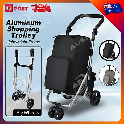 Shopping Trolley Foldable Shopping Cart For Grocery With Waterproof Cooler Bag • $72.99