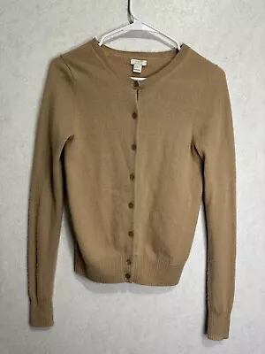 J. CREW FACTORY 100% Cashmere Soft Cardigan Sweater Tan Brown Small • $25