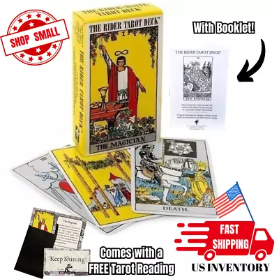 Rider Waite Original Tarot Deck Of 78 Cards With Booklet Classic Blue Plaid • $19.99