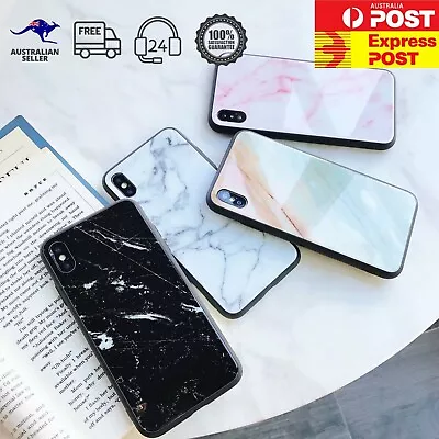 $9.99 • Buy IPhone 7 8 SE Plus X XS MAX XR Tempered Glass Marble Back Shockproof Case