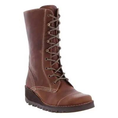 Oxygen Tamar Womens Ladies Tan Brown Lace Up Zip Military Wedge Boots Size 5-9 • £49.99