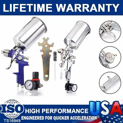 2.5mm HVLP Gravity Feed SPRAY GUN Kit With Regulator Paint Primer Metal Flake US • $50.99