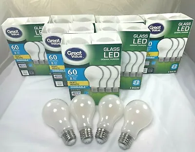 28 LED DIMMABLE SOFT WHITE FROSTED GLASS LIGHT BULBS 60 / 8 WATT E26 A19 Pack Pk • $26.95