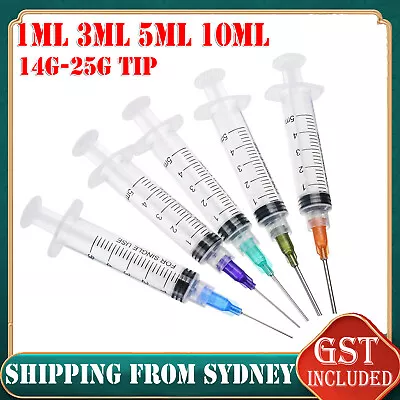 $9.98 • Buy 5/10x 1ml 3ml 5ml 10ml Luer Lock Syringes+ 14G-25G Blunt Tip Needles And Caps AU