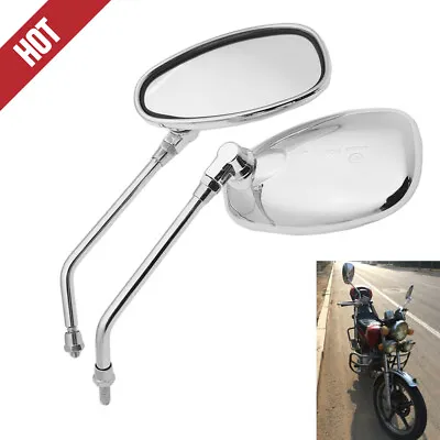 Chrome Motorcycle Rear View Mirrors Long Stem Fits For Motorcycle Street Bikes • $14.72