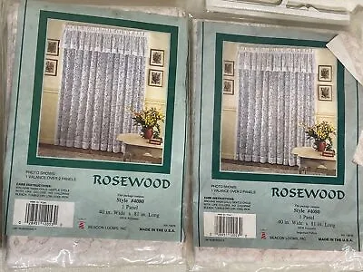 New Vintage White Lace Curtain Panels USA NOS  40  X 81  Rosewood Lot Of 2 • $29.99