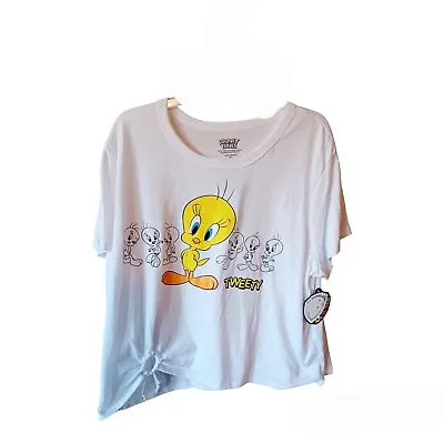 Looney Tunes Tweety Bird Crop T-Shirt-Juniors-3XL (21)-O Ring At Side Hem • $7.99
