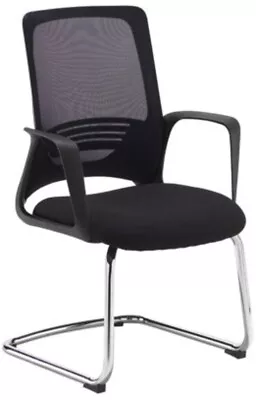 Toto Black Mesh Back Visitors Chair With Black Fabric Seat And Chrome Cantilever • £103.58