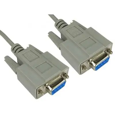 2m Serial Null Modem Cable 9 Pin Female To Female Lead • £4.59