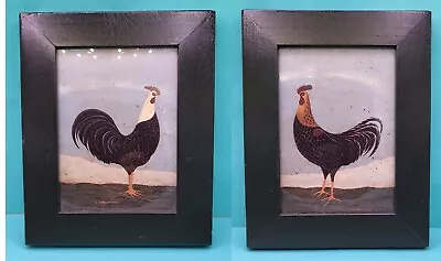 Two Framed Stylized Rooster Prints By Warren Kimble. Farmhouse Style • $19