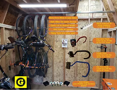 GearBlocks Sliding Bike Storage Rack Unistrut Trolley Hooks • $76