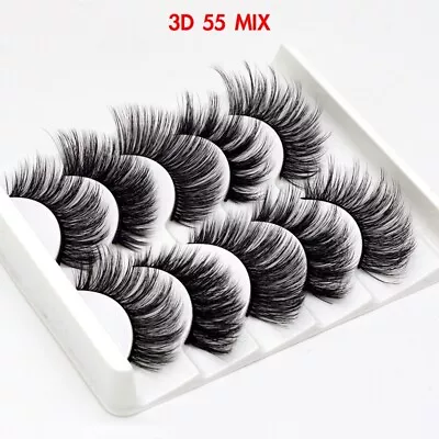 5 Pair🔥3D Mink🔥False Eyelashes🔥Wispy Cross Long Thick Soft Fake Eye Lashes UK • £2.99