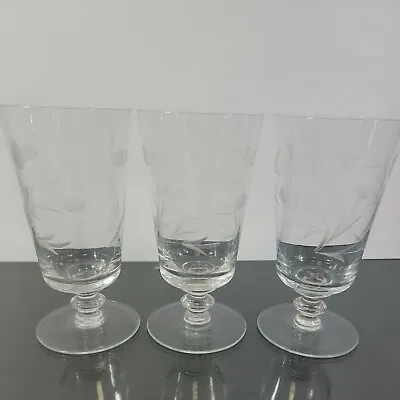 $19.99 • Buy Arcadia COLONIAL Parfait Glasses Set Of 3 Clear Glass Cut Thistle Wafer Stem 