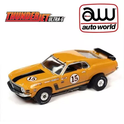 $28.99 • Buy Auto World 1970 Ford Mustang Orange Parnelli Jones Thunderjet HO Slot Car AFX